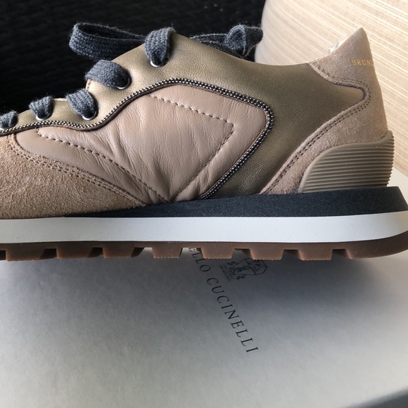 Brunello Cucinelli NWT leather and suede sneaker with cashmere laces - Picture 9 of 9